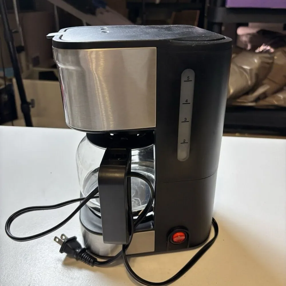 Krups Simply Brew Compact 5-Cup Coffee Maker Stainless Steel Glass Carafe KM202